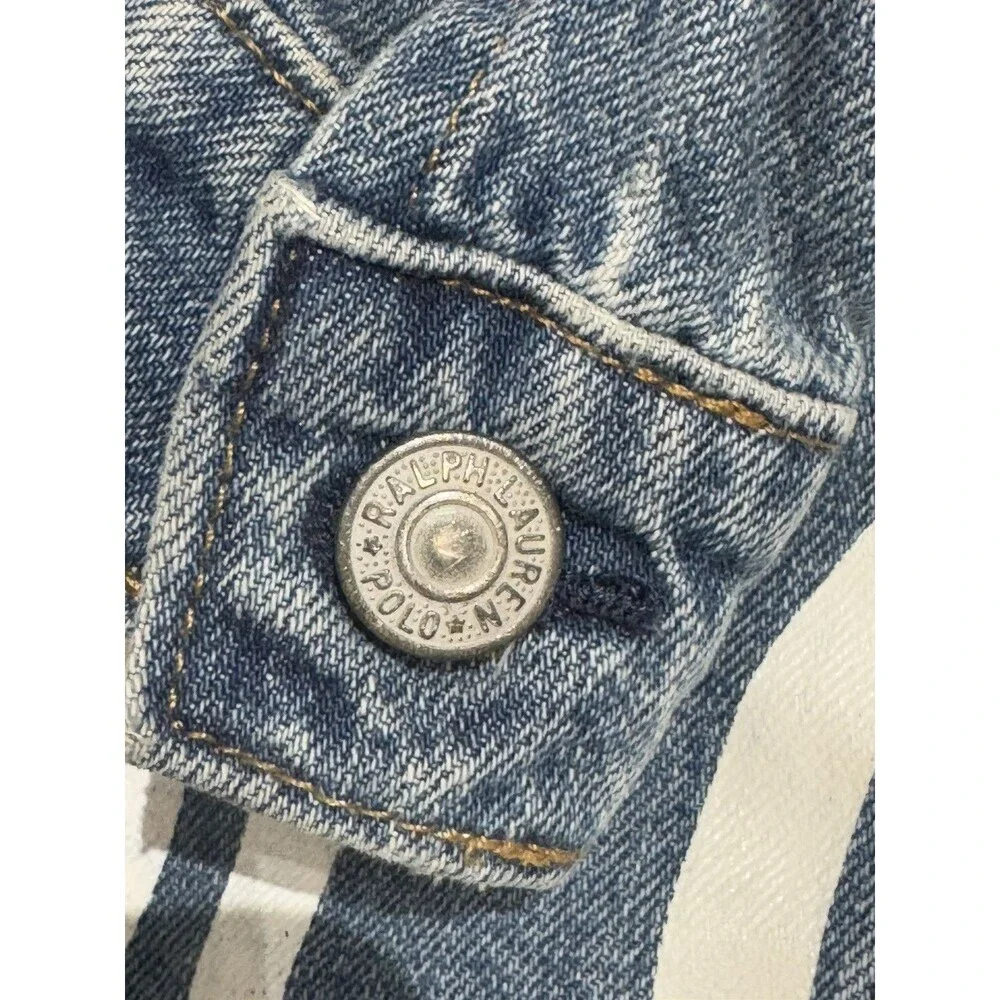 Polo Ralph Lauren Jean Jacket Youth Blue Denim Spell Out Logo Cropped Girl's 7